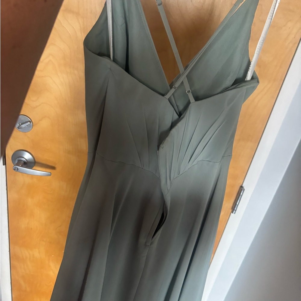 David's Bridal Strapless Dress in Soft Green